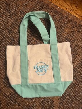 Trader Joe’s Cream and Mint Canvas Tote Bag